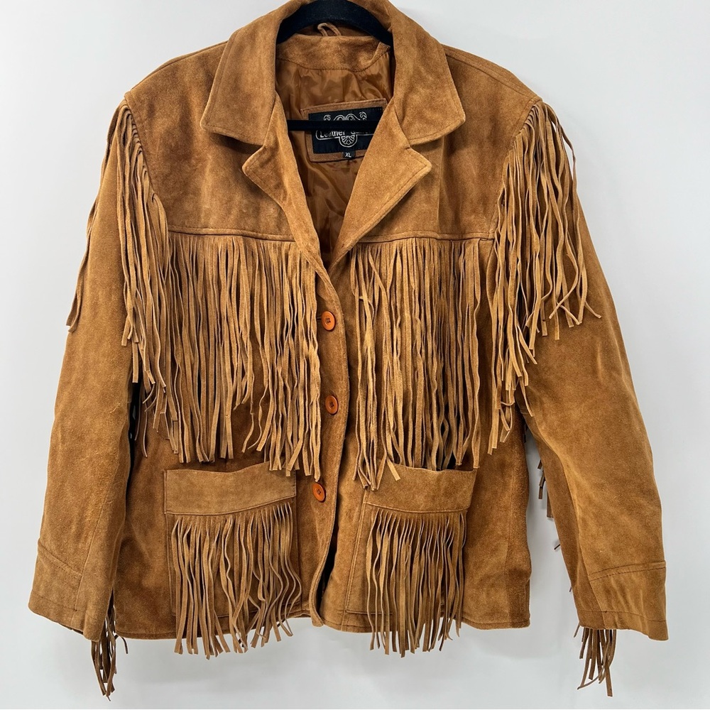 Leather Gallery fringe 100% leather jacket size XL western rodeo boho